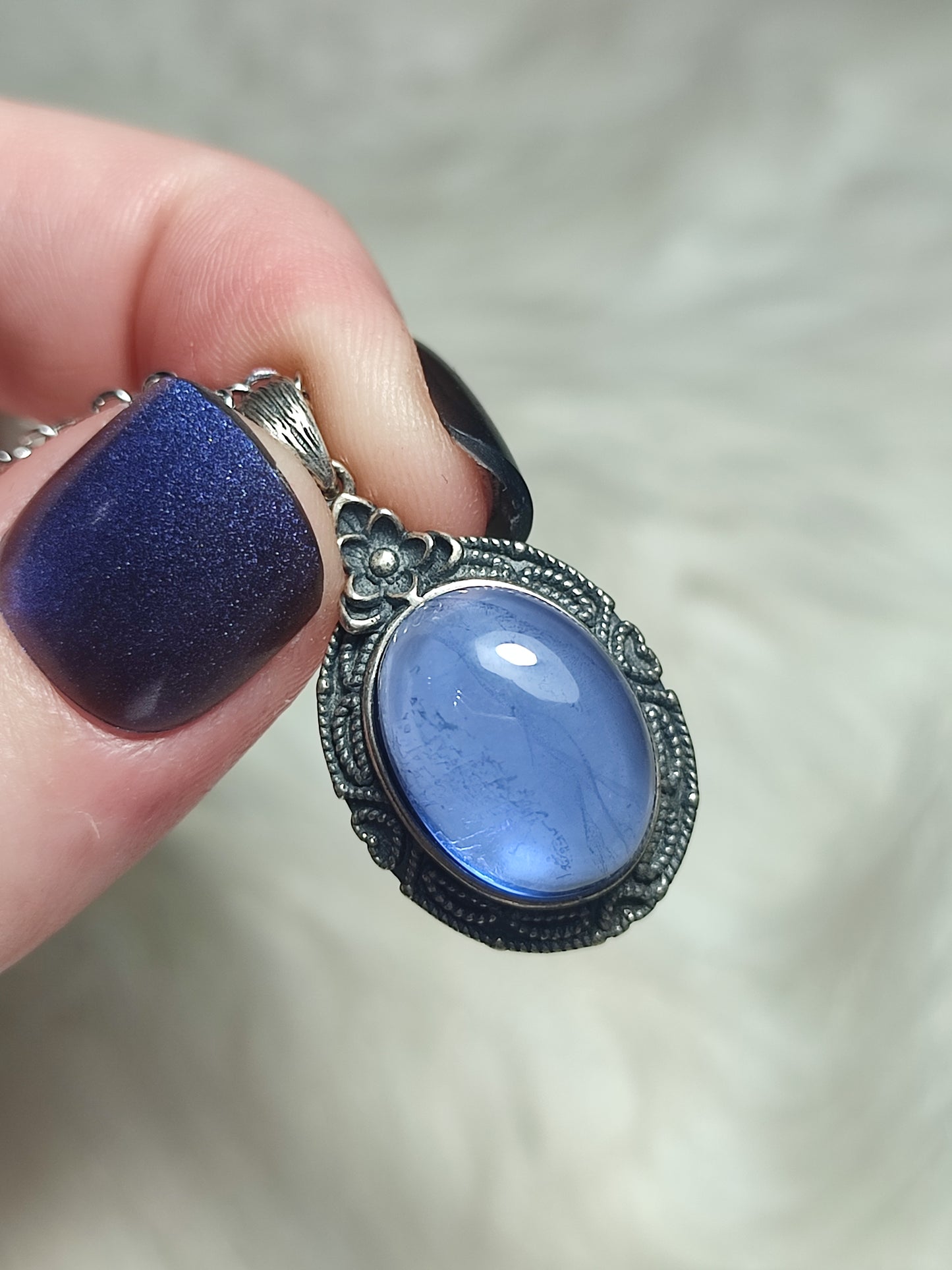 Colgante plata 925 con flúorita azul extra