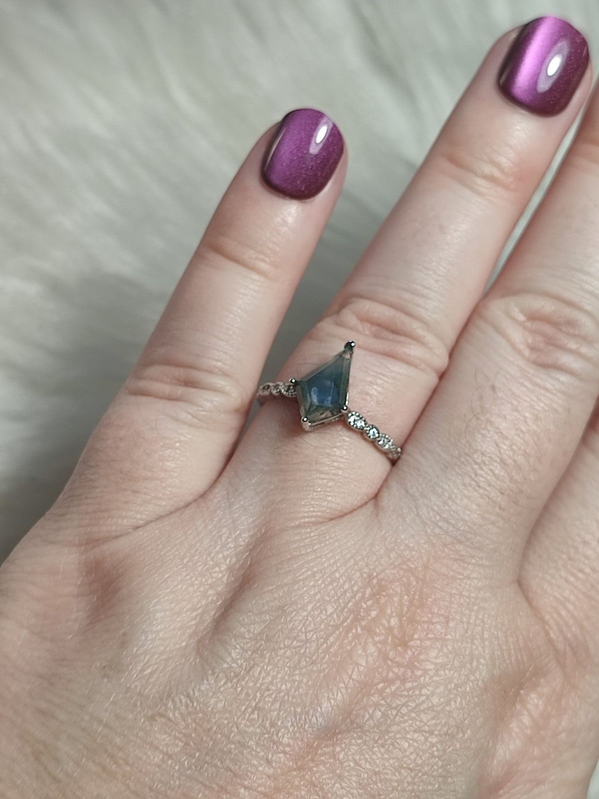 Anillo plata 925 con ágata musgo - ajustable n° 77