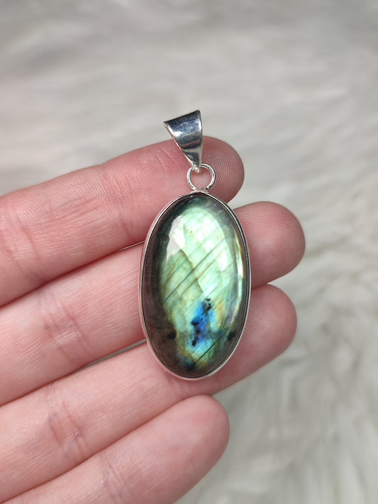 Colgante baño plata y Labradorita flash n° A11