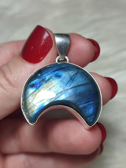 Colgante luna baño de plata con Labradorita n° 313