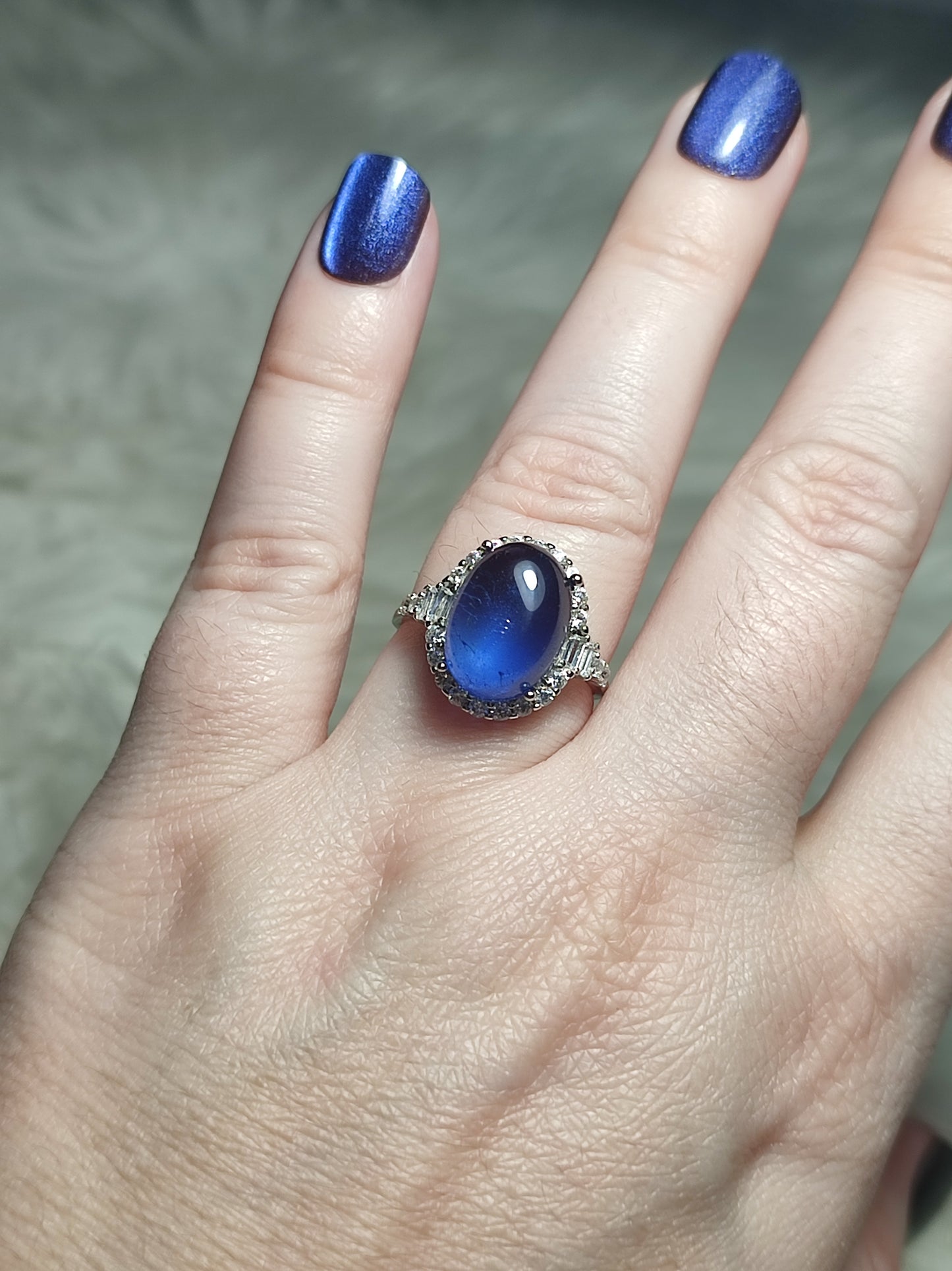 Anillo plata 925 con flúorita azul extra - ajustable