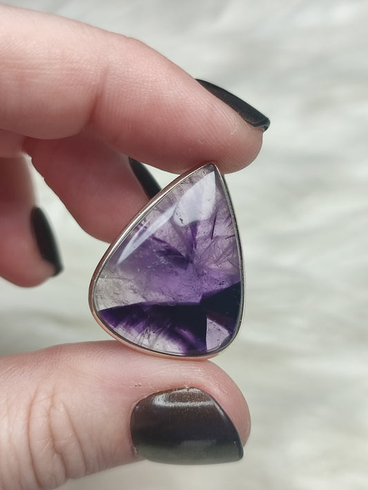 Anillo plata 925 con amatista trapiche - ajustable n° 30