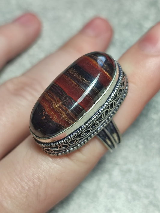 Anillo baño de plata con ojo de hierro n°2