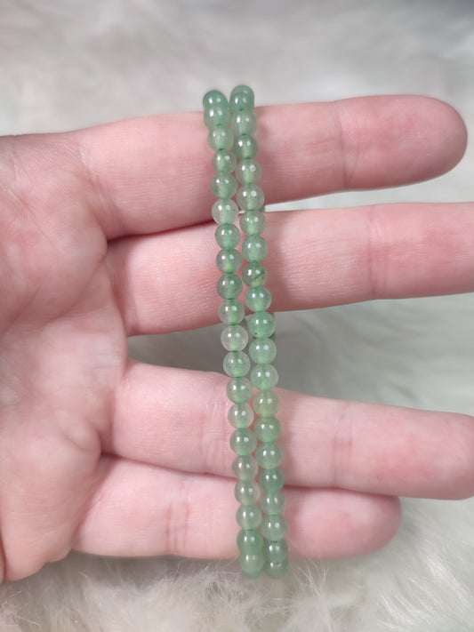Pulsera elástica bolas 4 mm - Aventurina verde