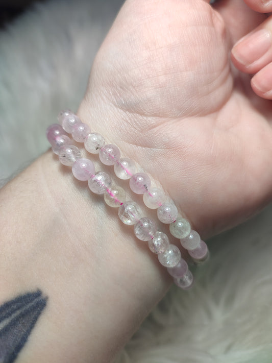 Pulsera elástica esferas de kuncita extra 6 mm