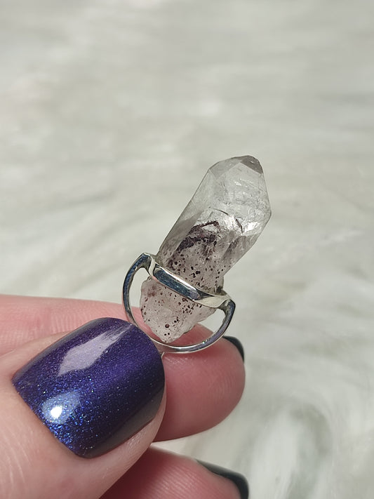 Colgante plata de ley 925 con cuarzo fantasma rojo - n°78