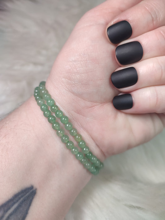 Pulsera elástica bolas 4 mm - Aventurina verde