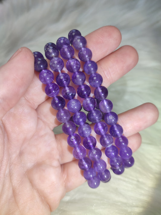 Pulseras bolas amatista - 7/8 mm