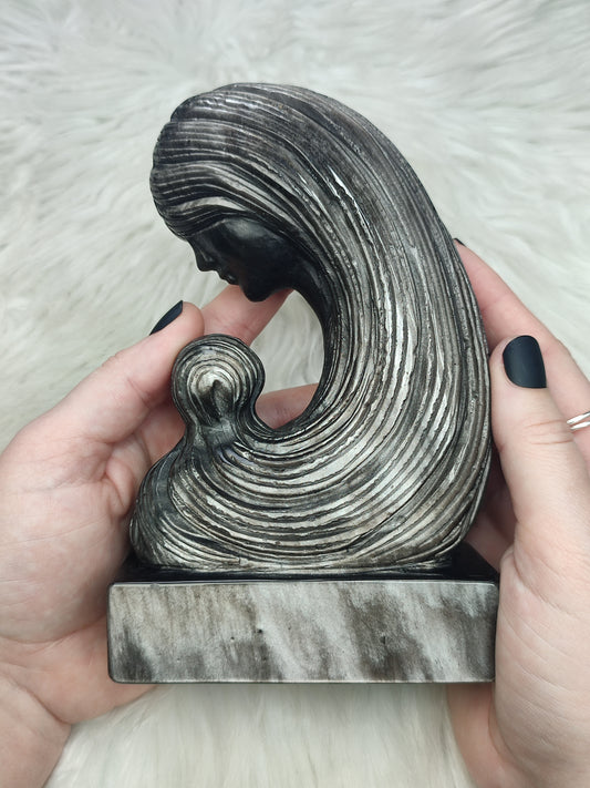 ArtDeco Obsdiana plateada Madre e hija 1256 gramos - VIDEO