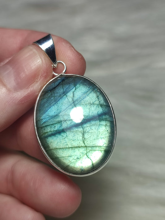 Colgante baño de plata con Labradorita flash n°25