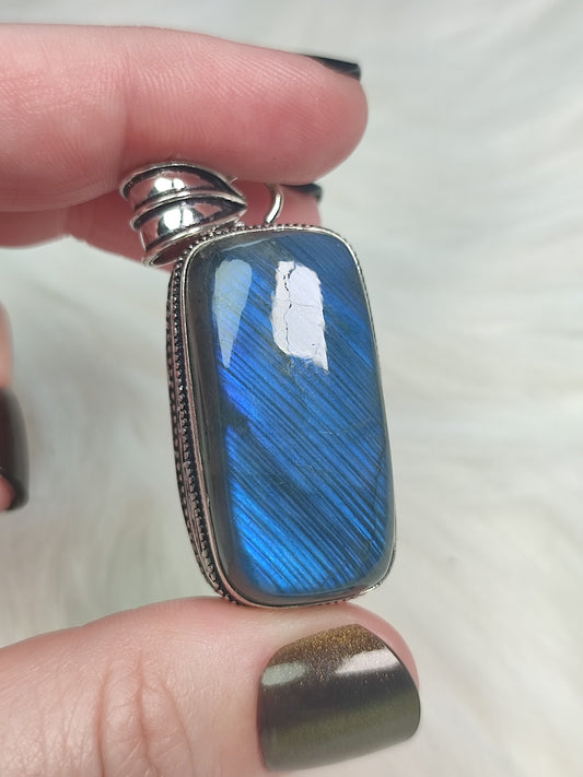 Colgante baño de plata con labradorita flash - n°4