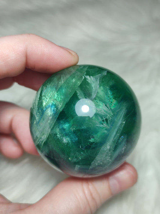 Esfera fluorita snowflake 222 gramos