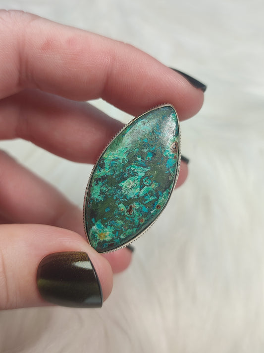 Anillo baño de plata y crisocola