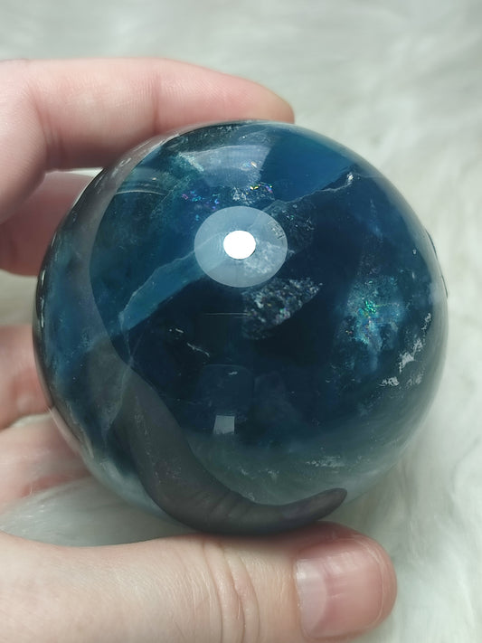 Esfera fluorita Azul alta calidad 415 gramos