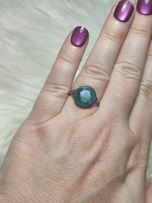 Anillo plata 925 con cianita azul - ajustable número 53
