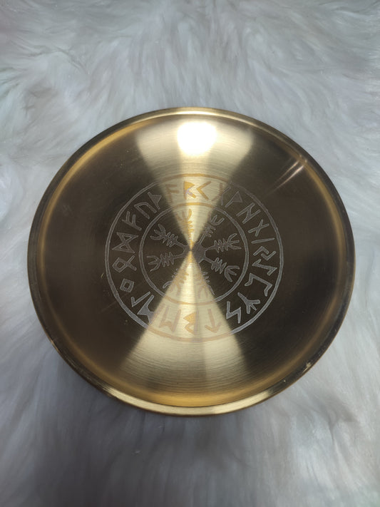 Plato de color bronce con Vegvisir Vikingo - Protección