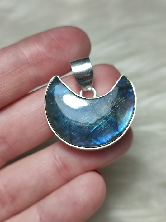 Colgante luna baño de plata con Labradorita n° 175