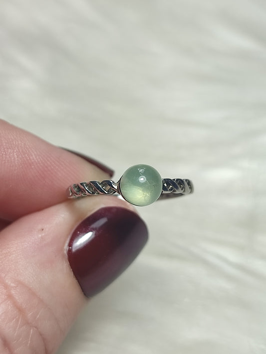 Anillo plata 925 con prehnita - ajustable n° 32