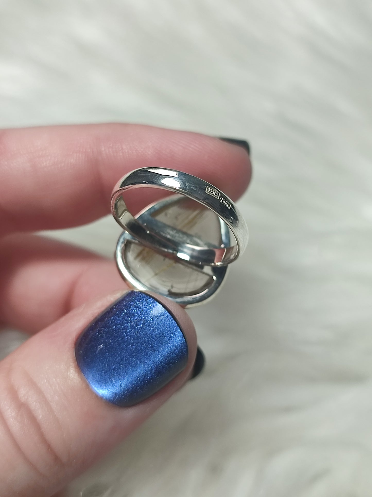 Anillo plata 925 con cuarzo rutilo - ajustable n° 18