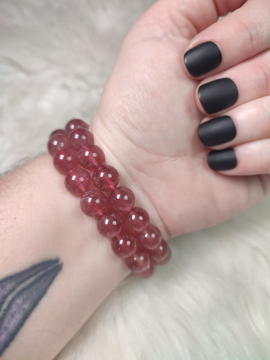 Pulsera elástica esferas de cuarzo fresa 10 mm