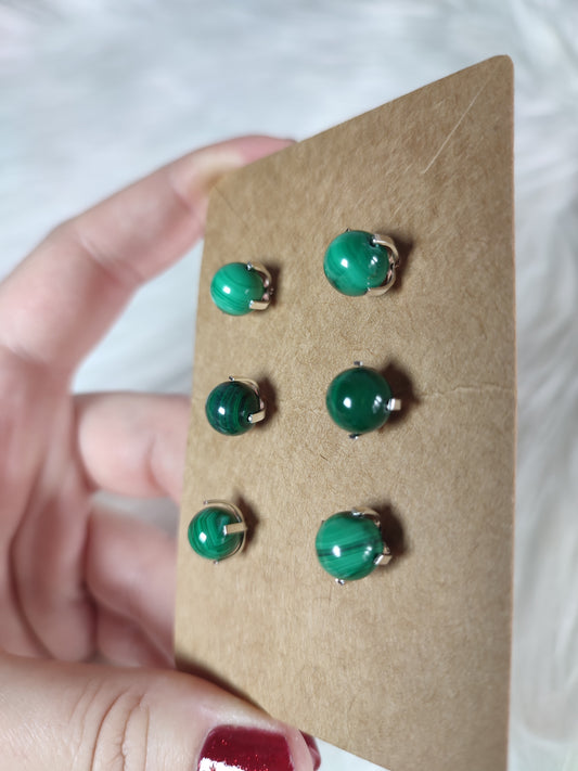 Pendientes plata de ley 925 con malaquita