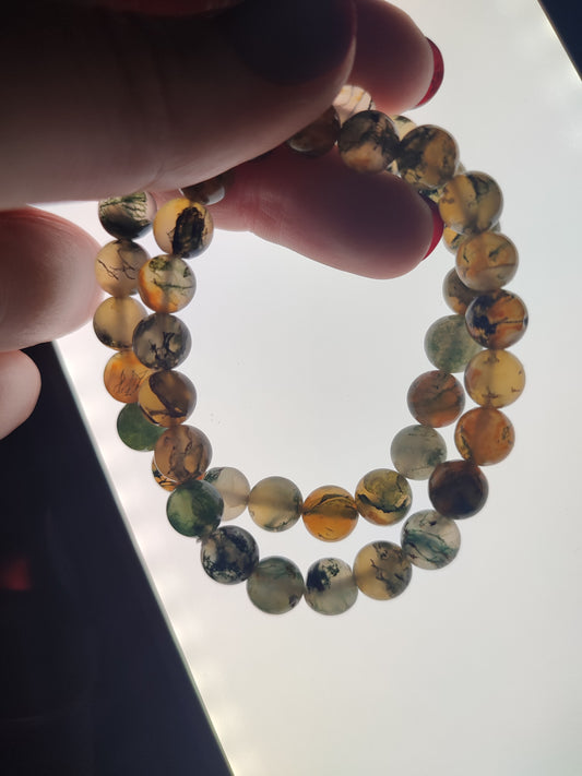Pulseras mix ágata musgo y cornalina de 8 mm o 10 mm