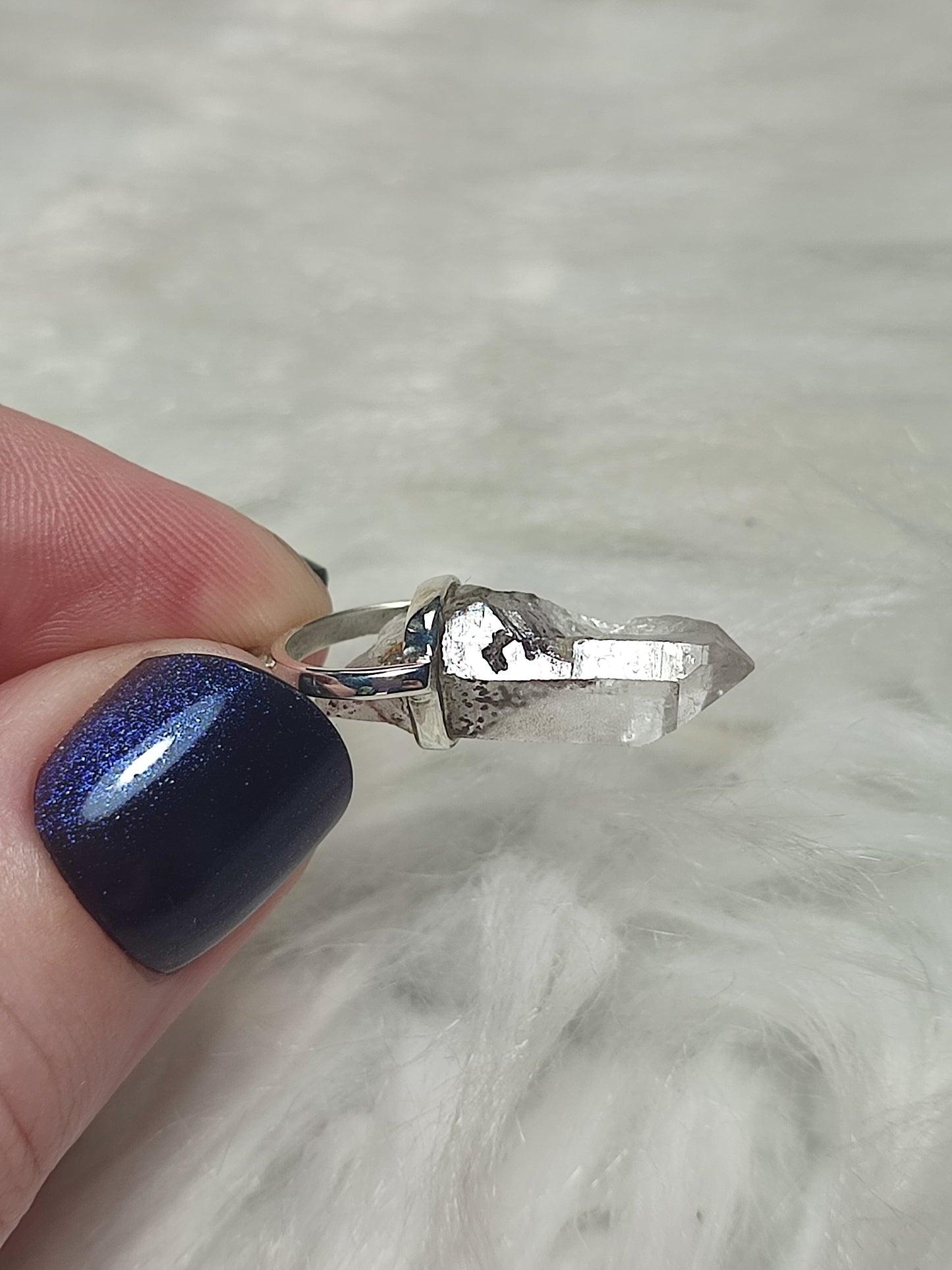 Colgante plata de ley 925 con cuarzo fantasma rojo - n°78