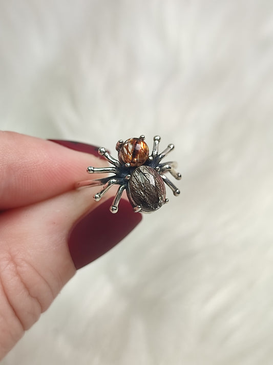 Anillo plata de ley 925 con cuarzo rutilo cobre n° 46