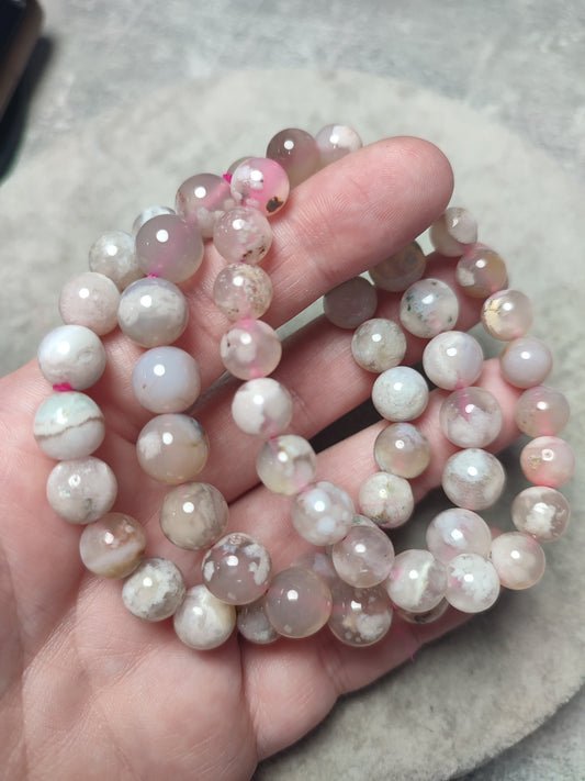 Pulsera elástica esferas de ágata sakura 10 mm