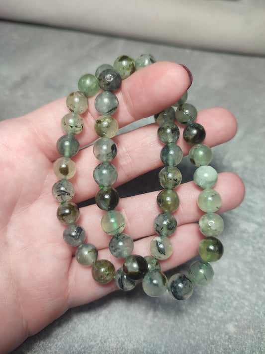 Pulsera elástica bolas 8 mm - Prehnita