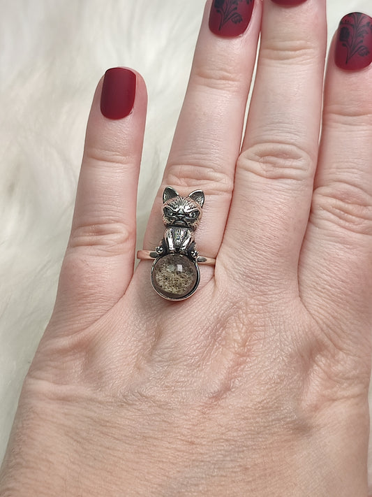 Anillo plata de ley 925 con cuarzo jardin chamanico n° 7