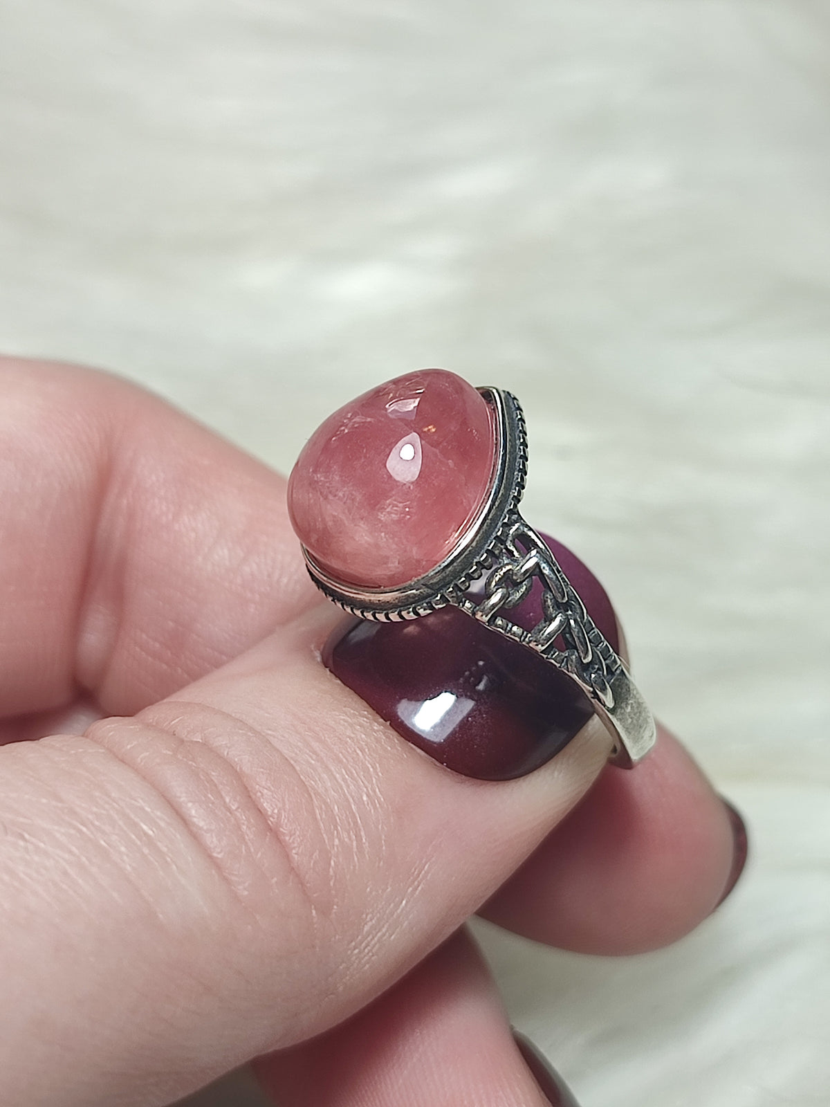 Anillo plata 925 con rodocrosita AAA - ajustable número 33