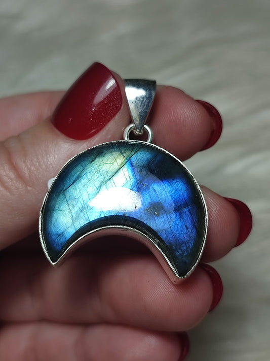 Colgante luna baño de plata con Labradorita n° 164