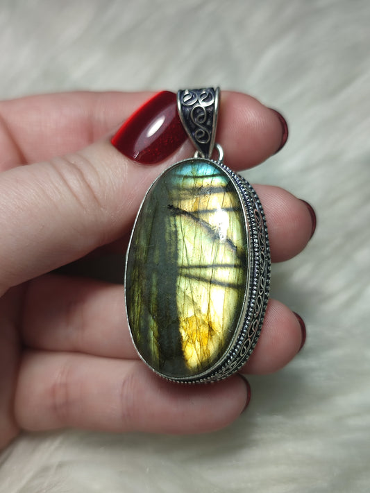 Colgante baño plata y Labradorita flash n° 87