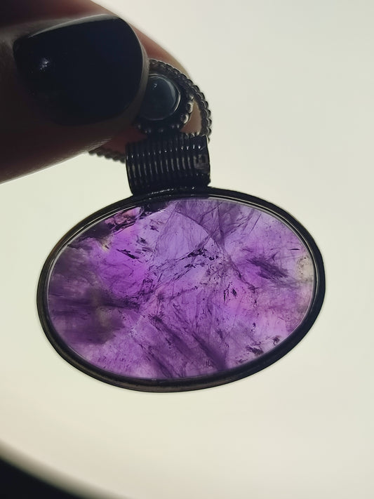 Colgante baño de plata con ametrino y larimar ( incluye cadena )