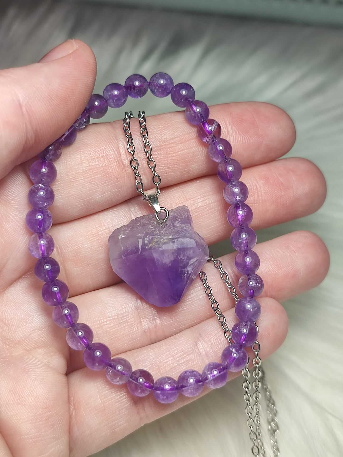 Conjunto colgante y pulsera amatista n°423