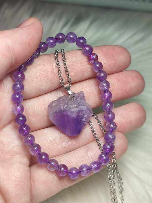 Conjunto colgante y pulsera amatista n°423