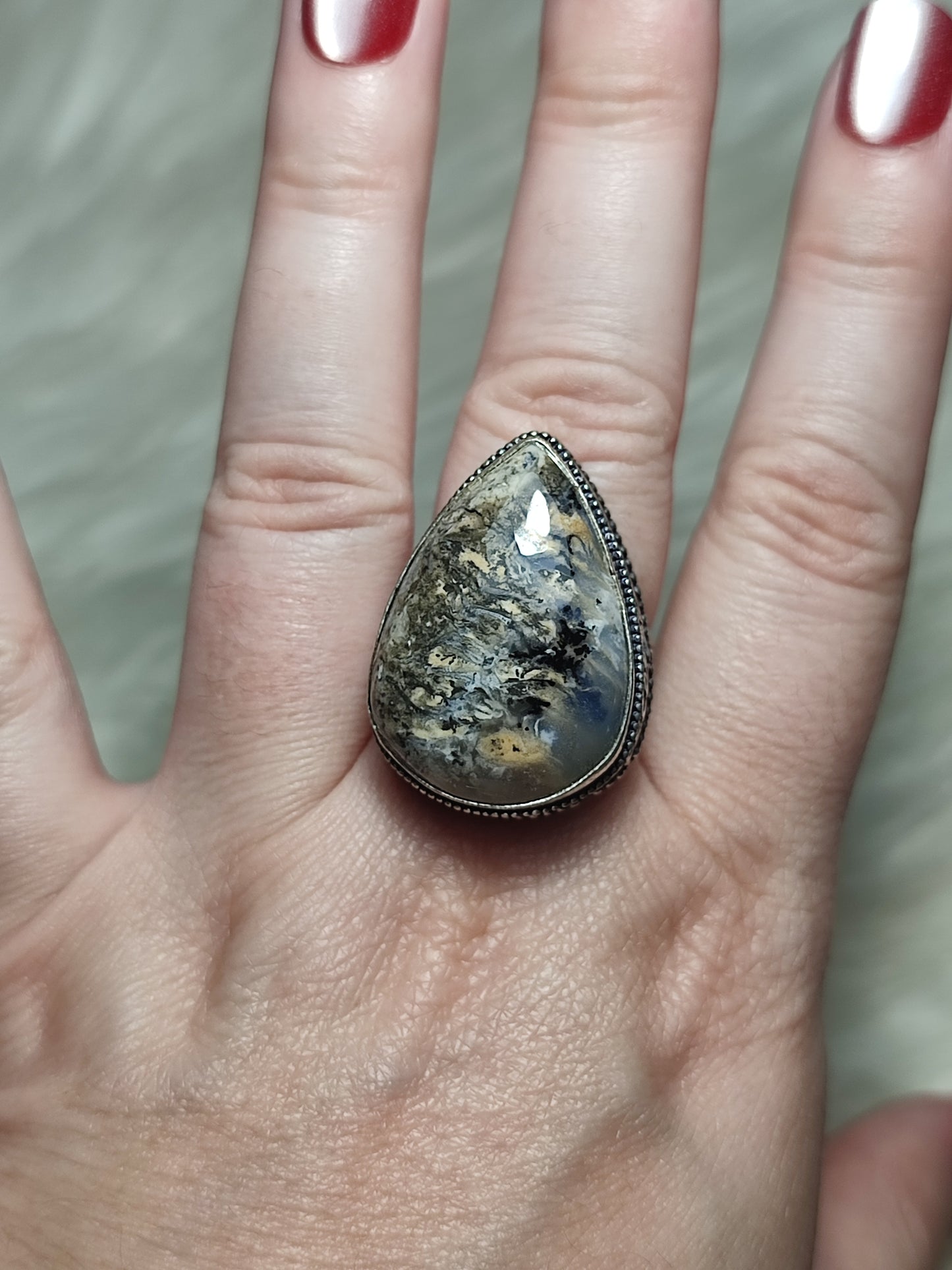 Anillo baño de plata con ágata - ref.60