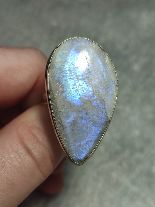 Anillo baño de plata con piedra luna flash n°2