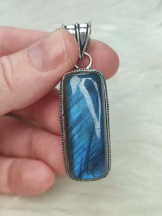 Colgante baño de plata con labradorita flash - N° 146