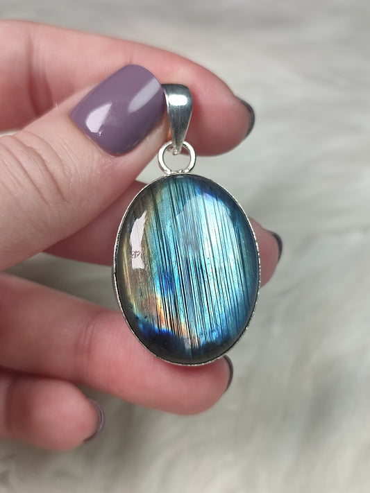 Colgante baño plata y Labradorita flash n° A22