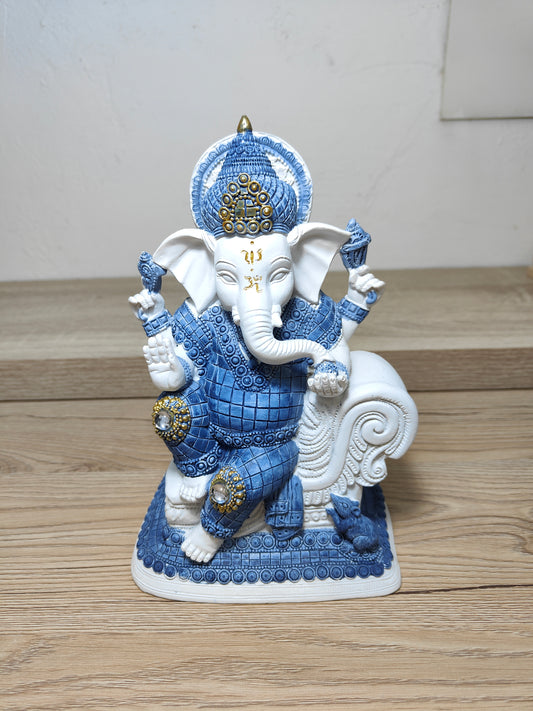 Ganesha Azul Y Blanca - Prosperidad y Protección