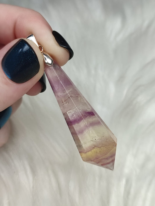 Colgante péndulo plata 925 vogel 12 caras - Flúorita 290