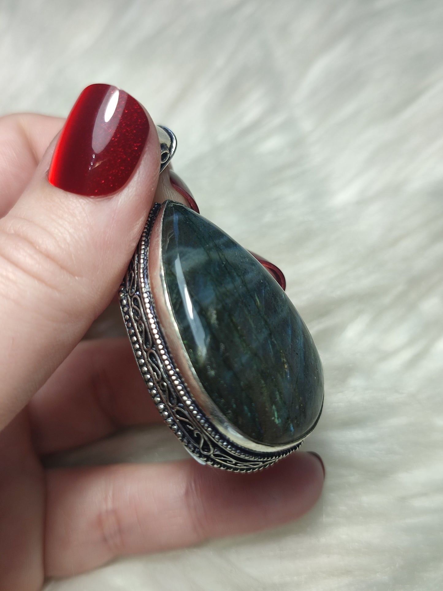 Colgante baño plata y Labradorita flash n° 96