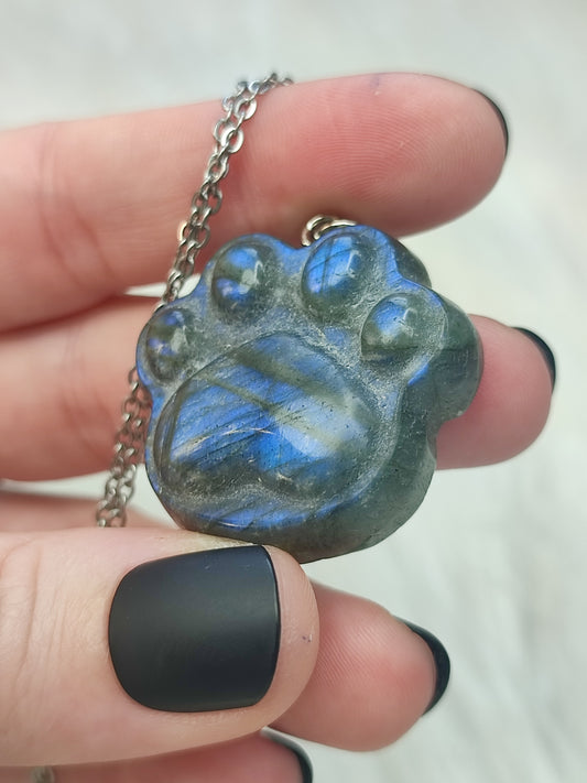 Colgante acero huella labradorita n°250