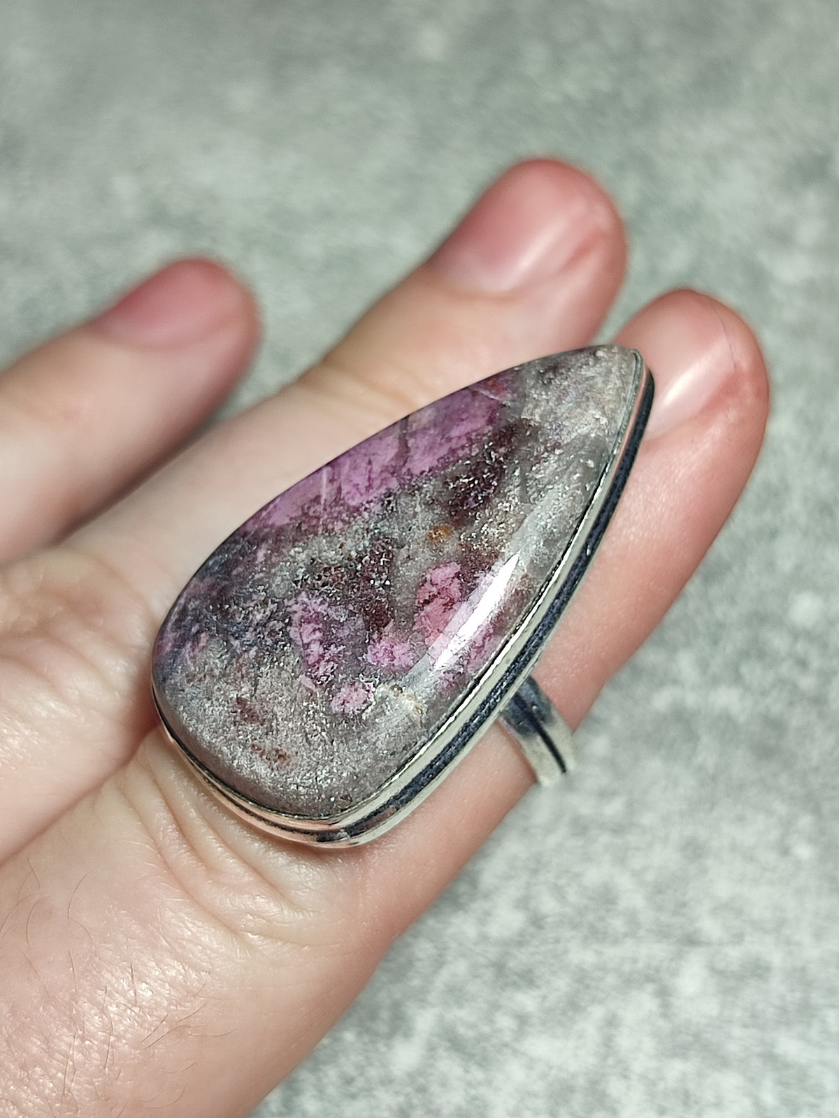 Anillo baño de plata con Cobalto Calcita n°4