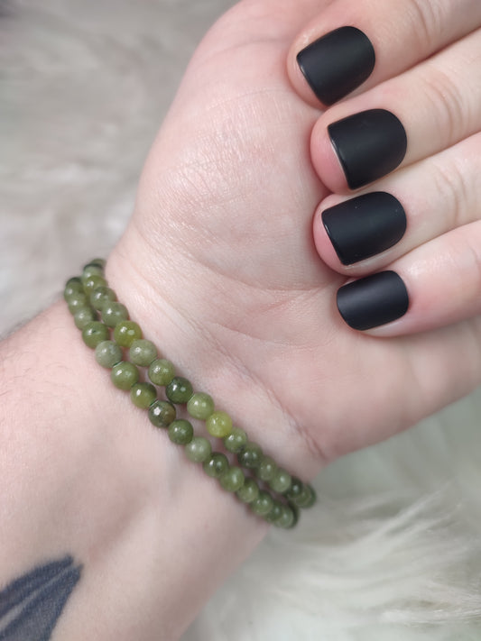 Pulsera elástica bolas 4 mm - Jade verde