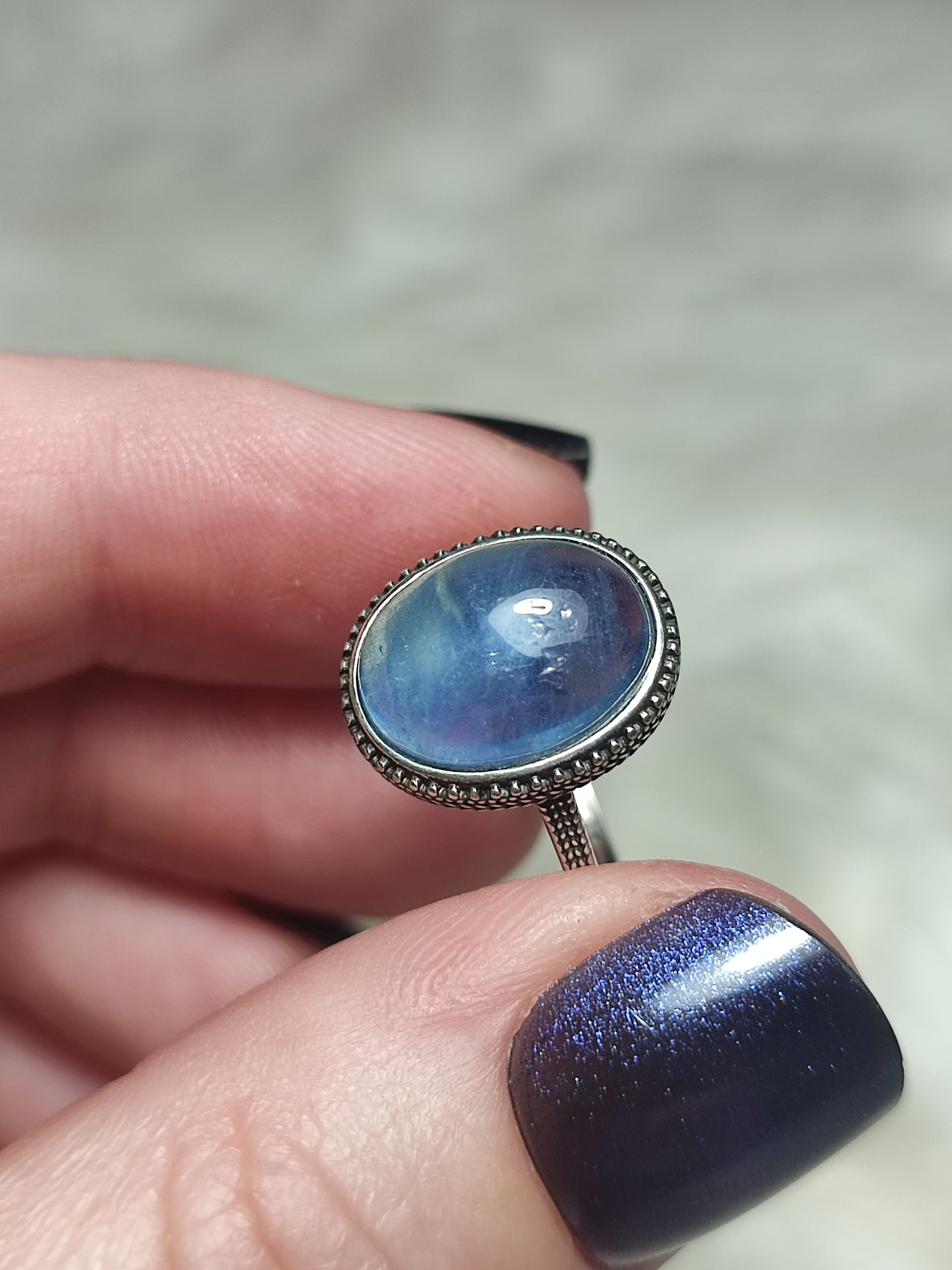 Anillo plata 925 con aguamarina alta calidad - ajustable n° 34