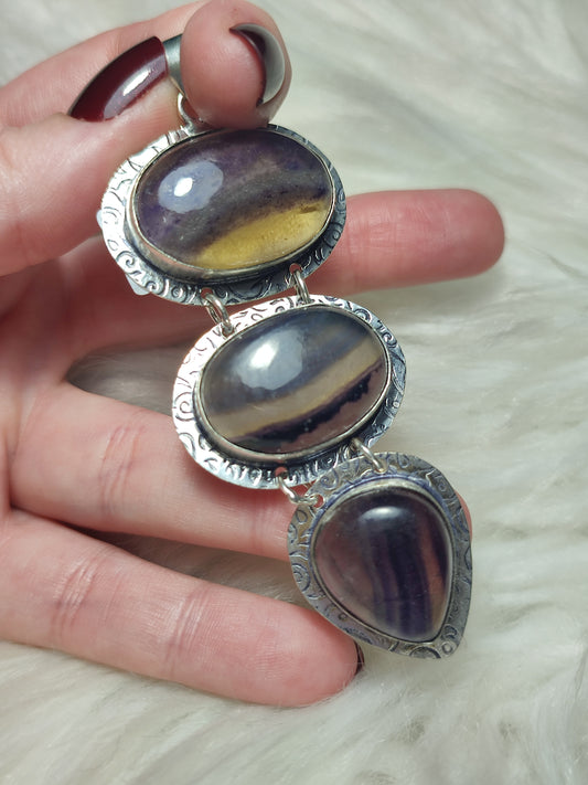 Colgante baño de plata con flúorita triple n°239