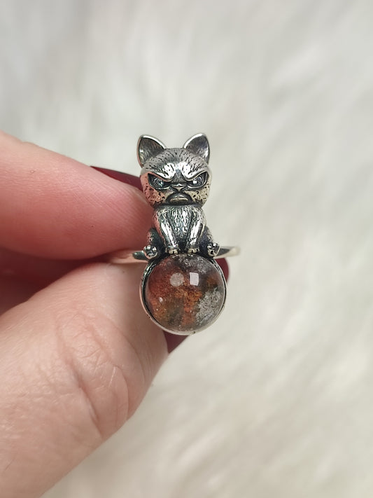 Anillo plata de ley 925 con cuarzo jardin chamanico n° 14